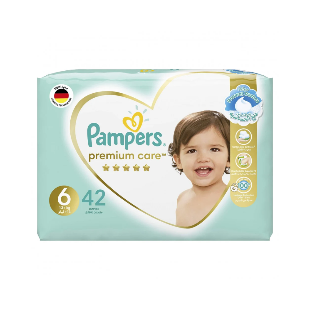 حفاضات أطفال من Pampers عناية مميزة رقم 6 عبوة 42 قطعة
