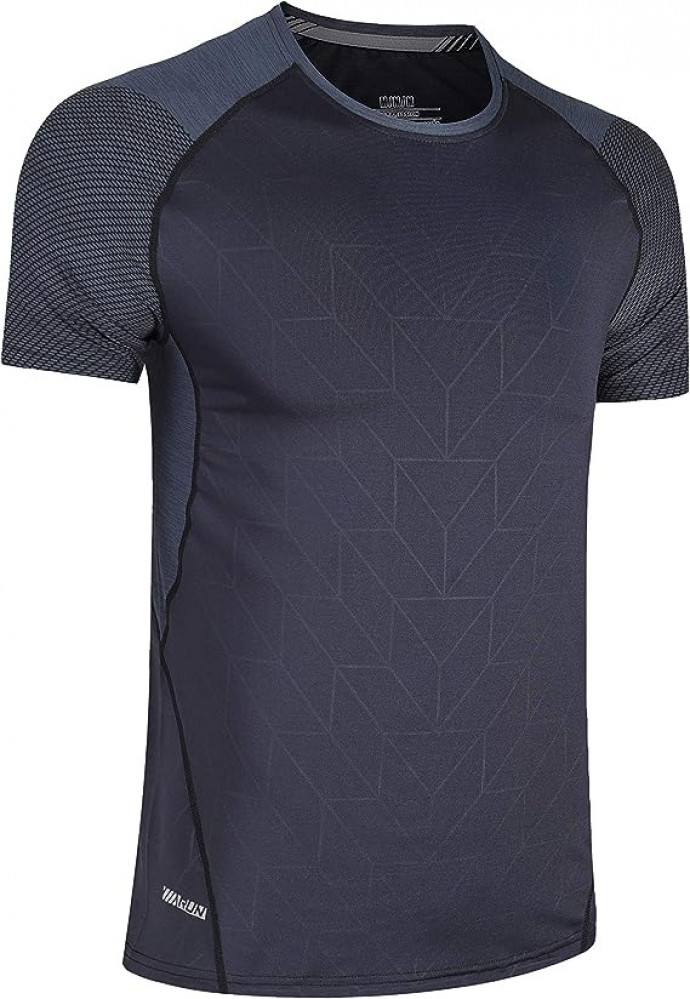 تيشيرت بيسيك اكتيف كومبريشن رياضي باكمام قصيرة للرجال سريع الجفاف برقبة دائرية ضيقة للجري وصالة الالعاب الرياضية خفيف الوزن، كول، جاف، واقي من الطفح الجلدي من وات فلو