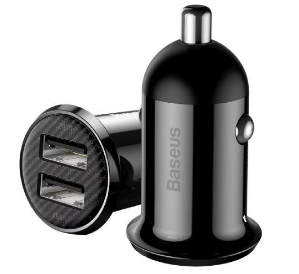 بيسوس -شاحن سيارة Baseus Grain Pro شاحن سيارة 2x USB 4.8A (أسود)