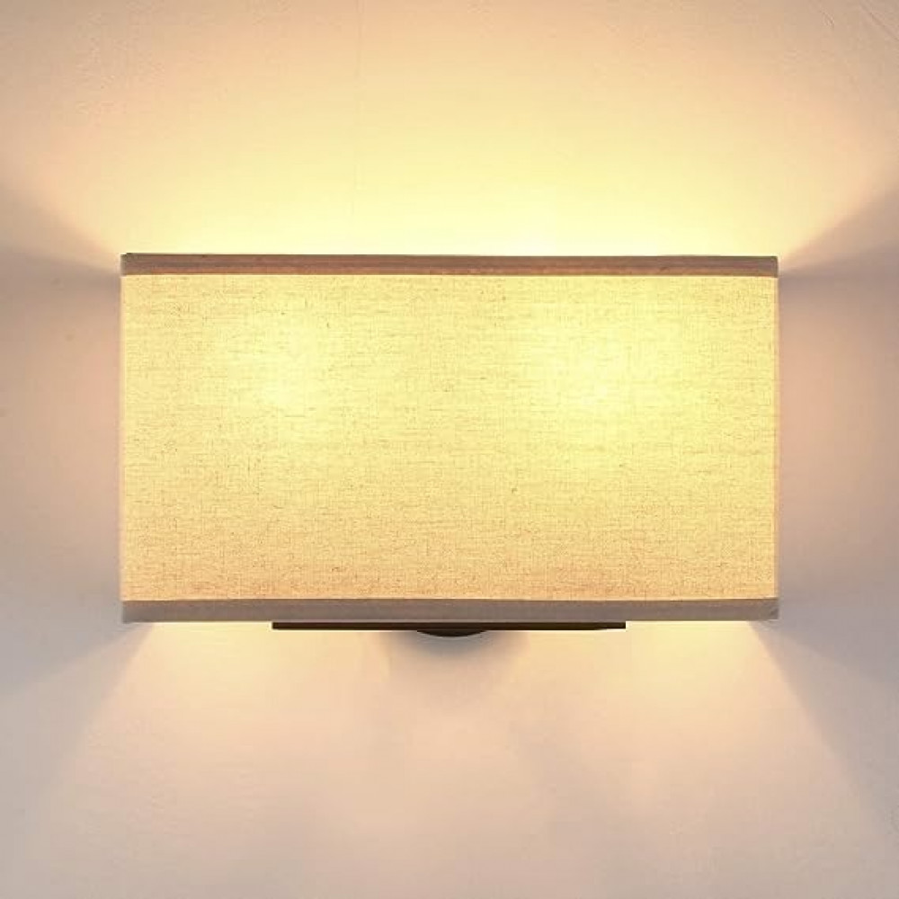 بريمو مصباح حائط ليلي مخفي للاستخدام الداخلي بجانب السرير مصباح فردي بمصباحين صناعي عتيق مع غطاء قماشي مربع للقراءة وغرفة النوم وغرفة المعيشة وغرفة الطعام والفندق