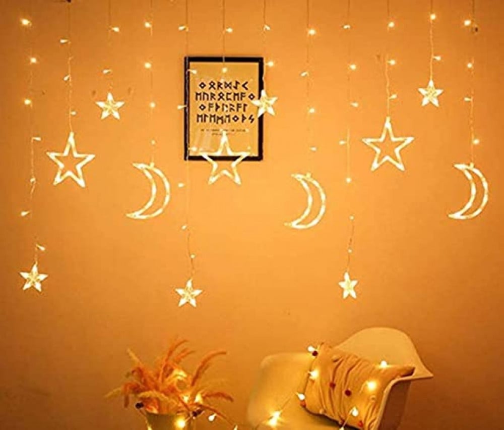 25M LED أضواء سلسلة الجنية الخماسية شكل نجمة أضواء الستار رمضان هدية