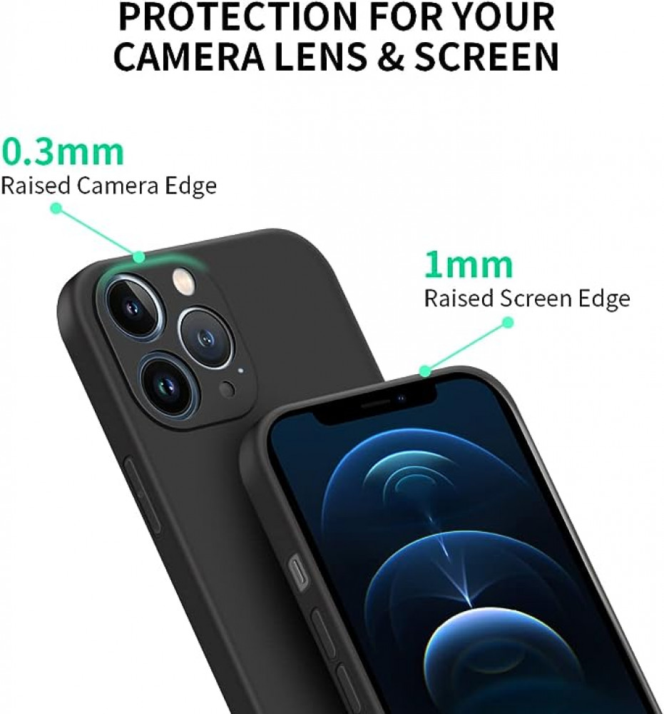 حافظة حماية لهاتف آيفون 12 برو ماكس ايفون 12 برو ماكس، جل سيليكون فائق النحافة، للهيكل بالكامل مضادة للخدش وبتصميم رفيع، اساسية مضادة للصدمات لهاتف ابل ايفون 12 برو ماكس 67 (اسود)