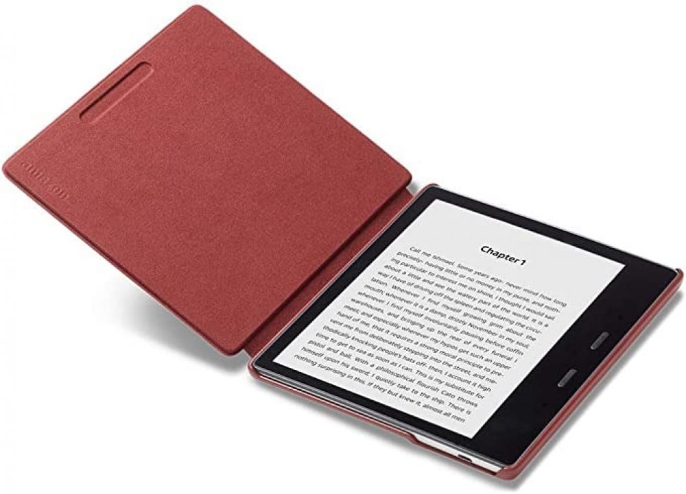 غطاء من الجلد لجهاز Kindle Oasis، بلون خمري
