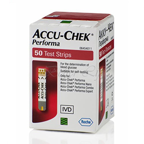 شرائط قياس السكر Accu-Chek Performa - علبة كرتونية مستطيلة بيضاء
