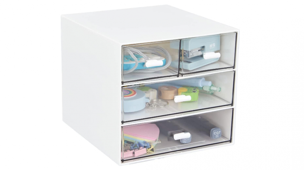 صندوق تخزين مكتبي من الميكوز بأربع أدراج شفافة 166x153x145 سم