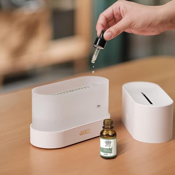 مرطب هواء وموزع زيوت عطرية جيني بتأثير اللهب LED 180مل USB محمول