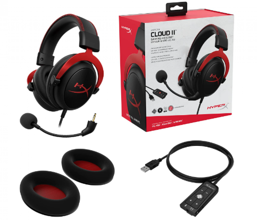 سماعة راس للالعاب من هايبر اكس كلاود لاجهزة الكمبيوتر وPlayststion 4 وXbox One ونينتندو سوتش، احمر (كيه اتش اكس - اتش اس سي بي - ار دي)