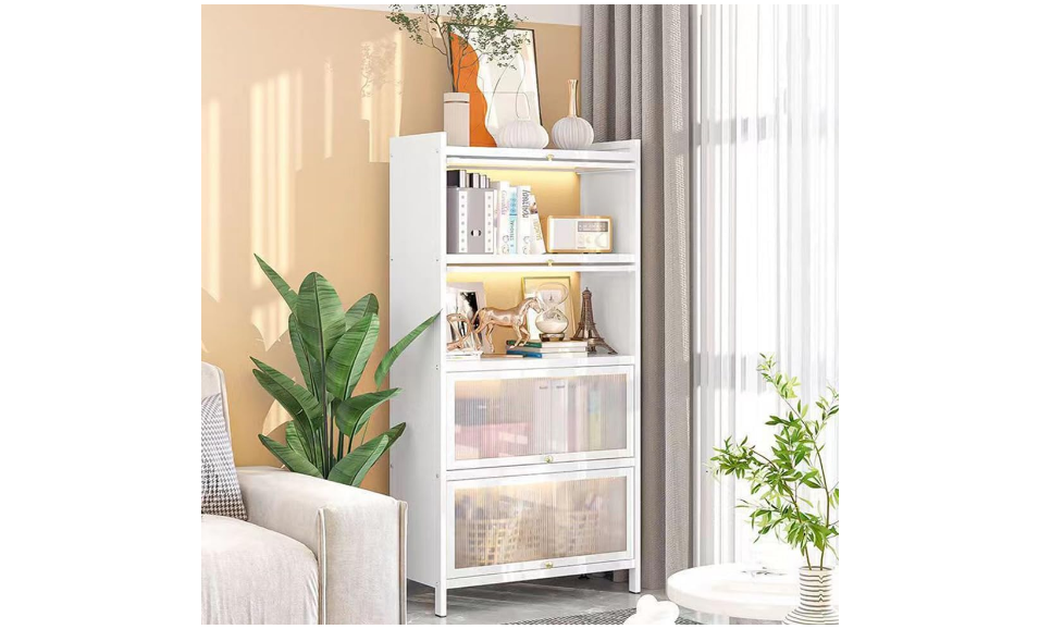 ارفف تخزين، رف خباز المطبخ مع خزانة تخزين، رف تخزين ابيض، رف تخزين منظم خزانة كتب خزانة ميكروويف حامل فرن لغرفة المعيشة وغرفة النوم وخزانة المطبخ