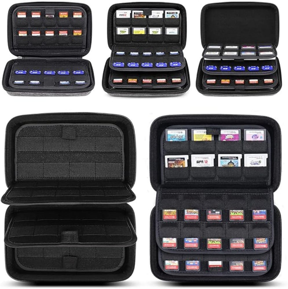 72 حامل بطاقات اللعب، حقيبة تخزين كبيرة سعة لتخزين بطاقات الألعاب، جراب صلب من سيزما متوافق مع خراطيش ألعاب نينتندو 3DS أو بطاقات ذاكرة SD، حقيبة حمل بطاقات الألعاب، رمادي