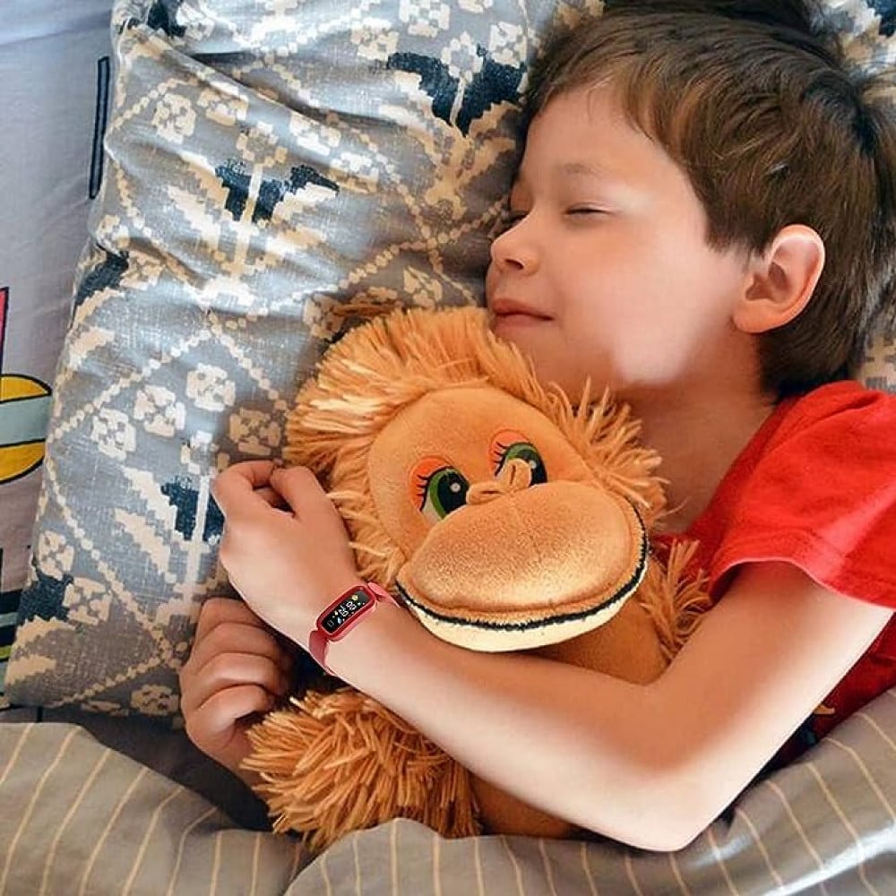 ايكيتش ساعة ذكية للاطفال البنات والاولاد، ساعة لتتبع اللياقة البدنية، ساعة لياقة بدنية مع مراقب معدل ضربات القلب، ساعة ذكية مقاومة للماء، اساور معصم رياضية ملونة (احمر), أحمر, عارض