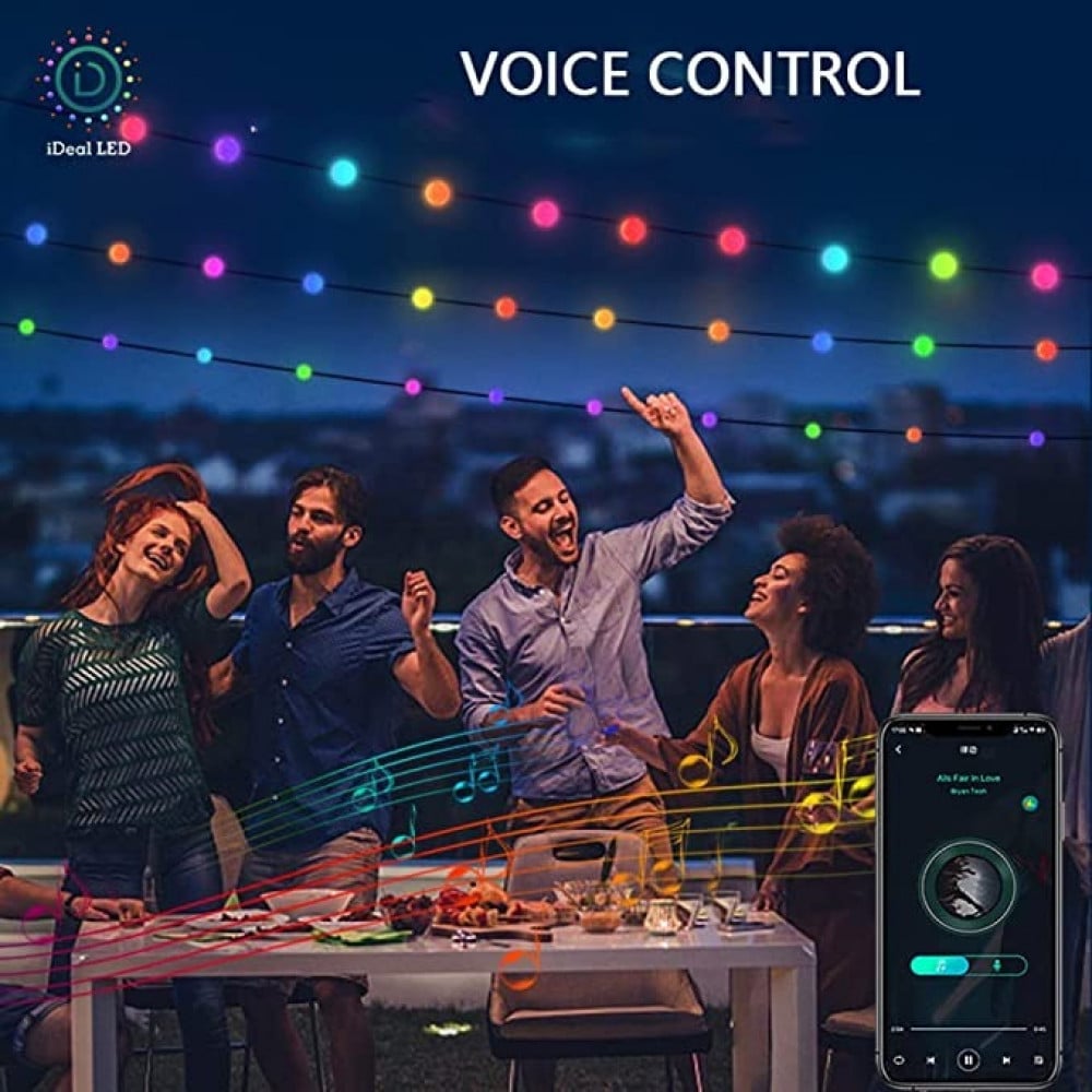 شريط مصابيح ذكية كروية الشكل متعددة الالوان بطول 5 متر من جودرن، 33 مصباح LED مع تطبيق وجهاز تحكم عن بعد، اضواء كروية الشكل RGB مقاومة للماء، شريط مصابيح زينة بمنفذ USB للكريسماس ورمضان وحفلات الفناء