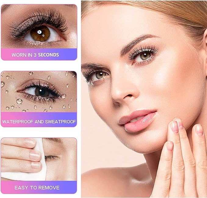 رموش صناعية ذاتية اللصق قابلة لإعادة الاستخدام زوجان