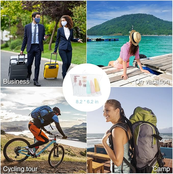 طقم زجاجات سفر لمستحضرات التجميل مانع للتسرب 11 قطعة