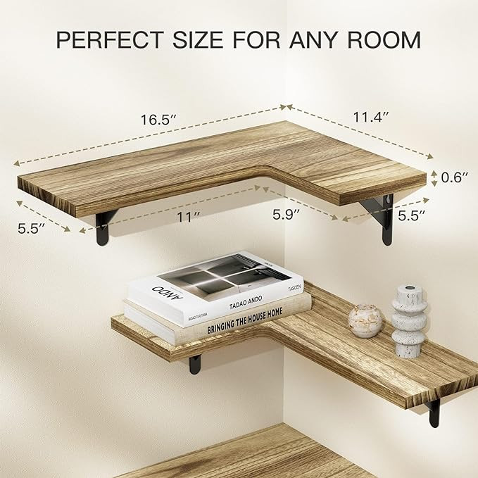 ارفف تثبت على الحائط لديكور الحائط، مات، خشب طبيعي