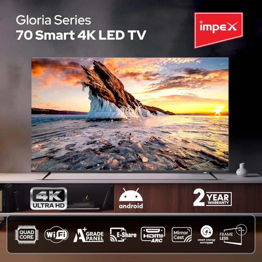 تلفزيون أمبيكس الذكي 70 بوصة 4K UHD LED بنظام أندرويد