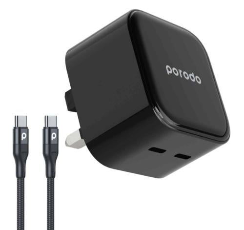 شاحن جداري بقوة 35 واط مع كيبل تايب سي الى تايب سي من بورودو