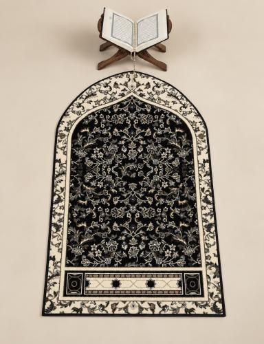 سجادة صلاة تصميم الروضة باللون الكحلي الغامق