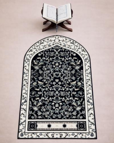 سجادة صلاة تصميم الروضة باللون الكحلي الغامق