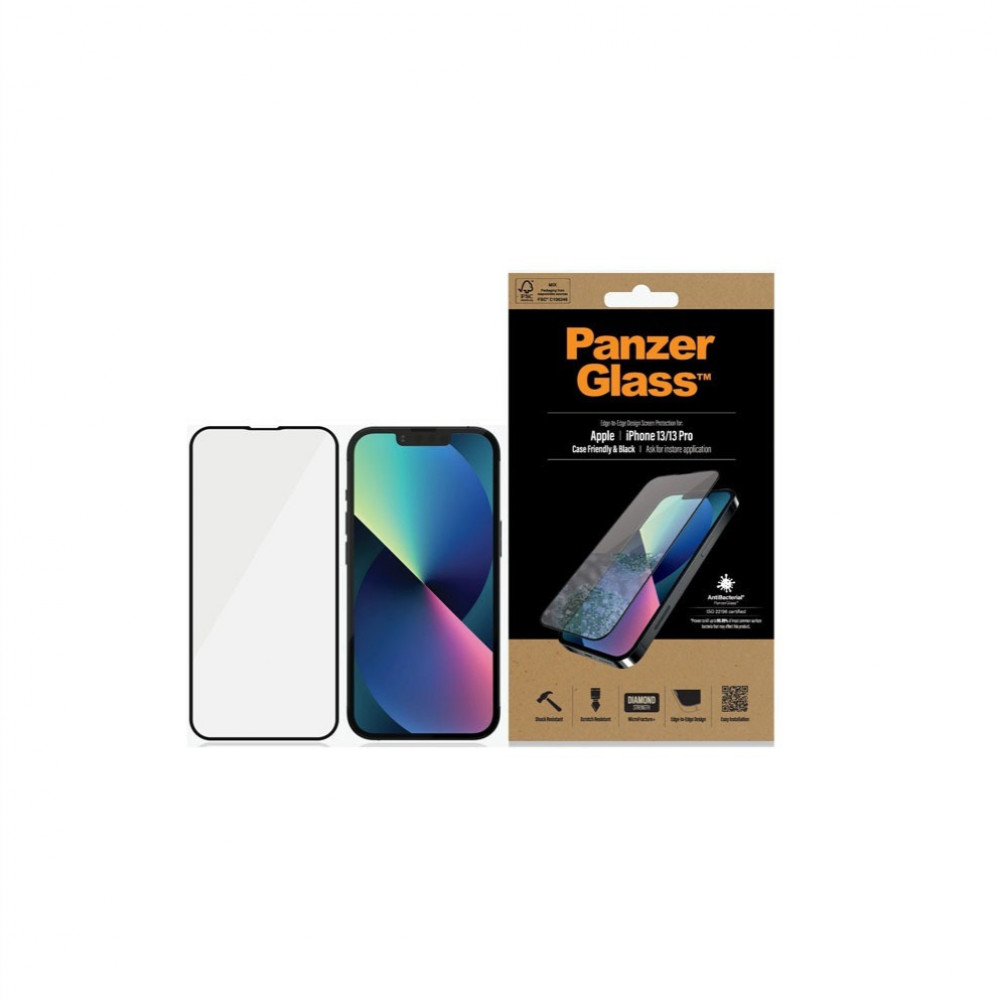 PANZER- شاشة حماية ايفون باطار اسود متوافقه مع اغلب الاصدارت