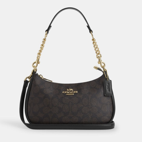 شنطة ماركة كوتش COACH كتف تيري قماش بنقشة داكنة لل...