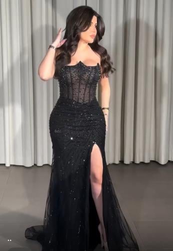 فستان سهره فتحة ساق جذابه
