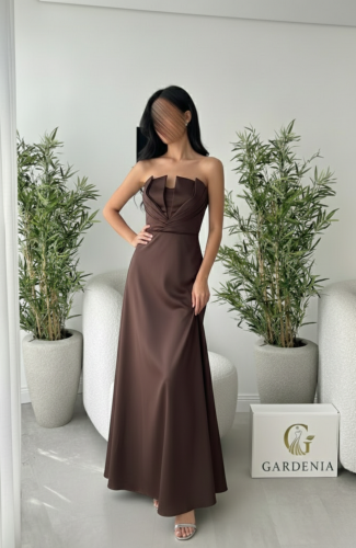 فستان بني تصميم كلاسيك