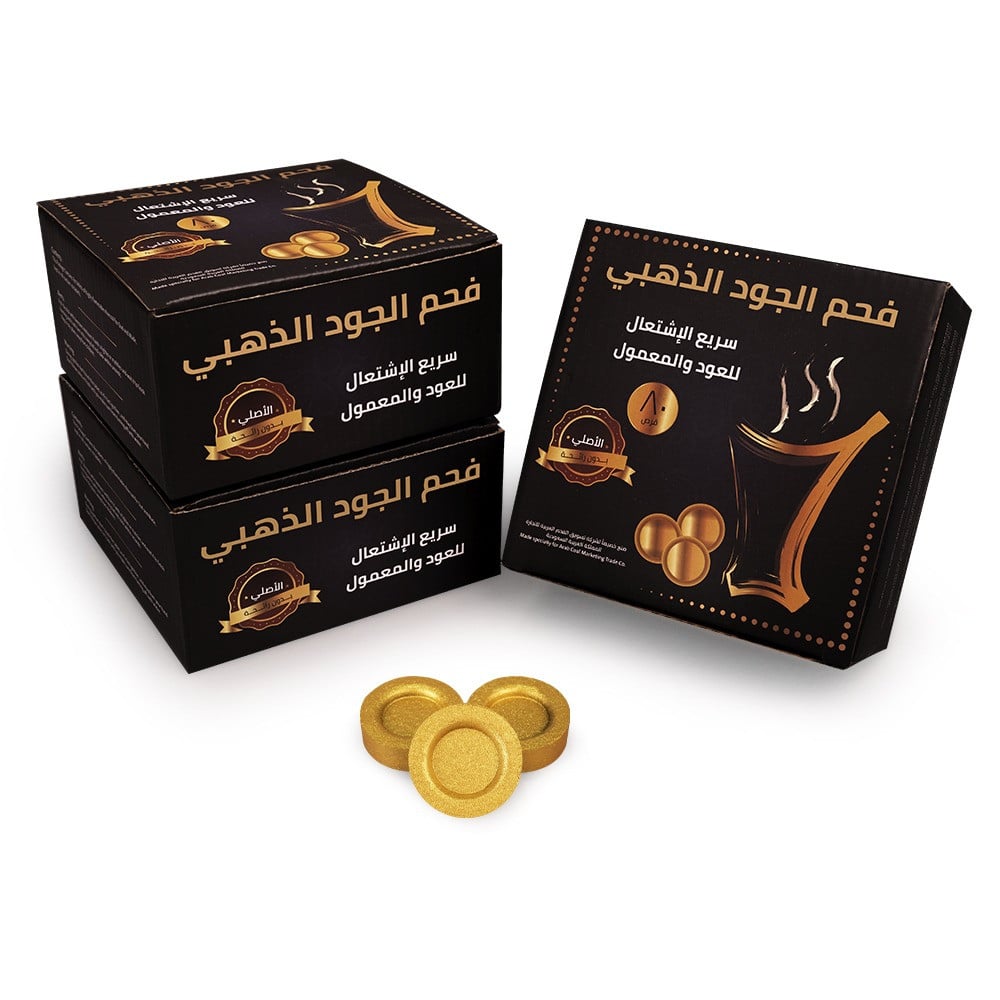 فحم الجود الذهبي سريع الاشتعال 80 قرص فحم الجود