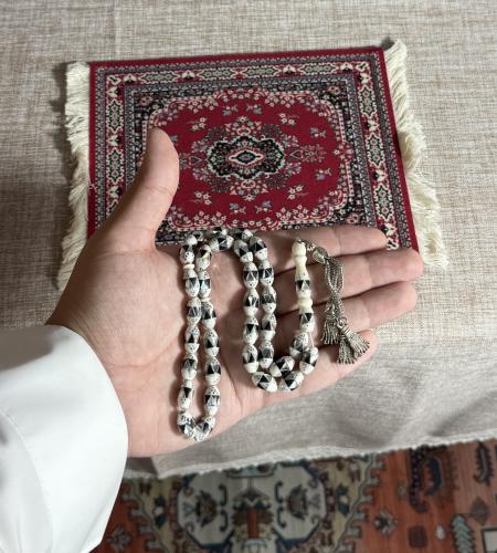 سبحة عظم جمل مطعم فضة