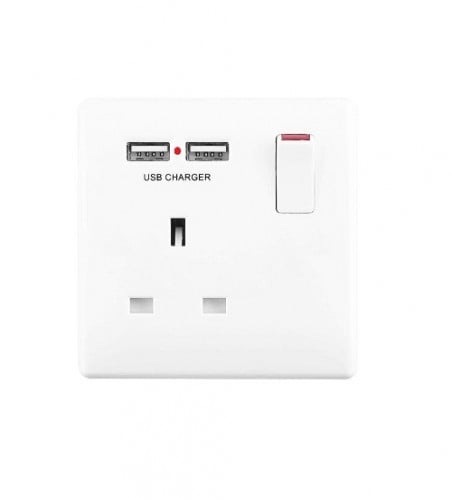 مقبس حائط 13 A مع 2شاحن USB