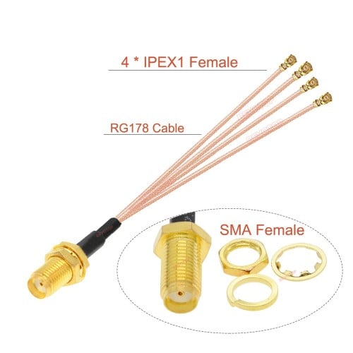 وصلة SMA مؤنث الى IPEX1 مؤنث 4 رأس نوع Y لربط مودم...