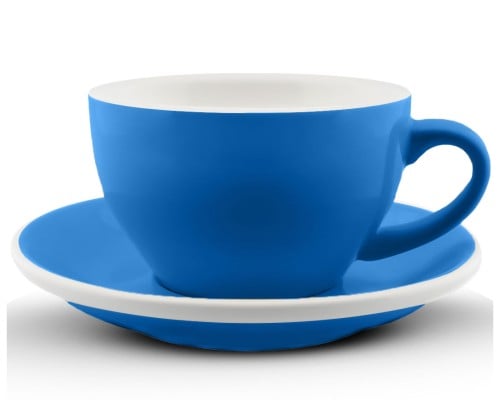 كوب قهوة مع صحن ازرق مطفي 150 مل