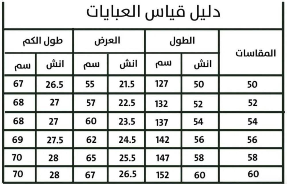 عباية دبل كلوش مع أكمام متصله بالابهام