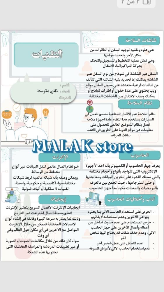 مطوية لغتي الصف الثاني المتوسط ( التقنيات )