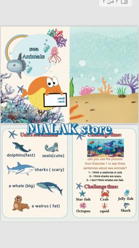 مطوية انجليزي (sea animals )