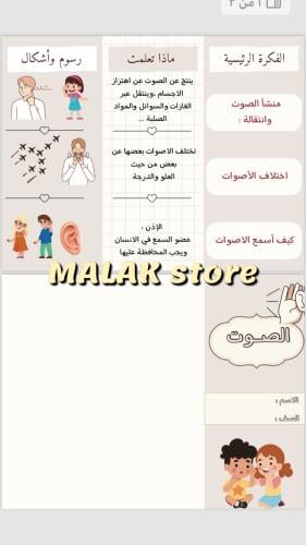 مطوية العلوم الصف الثالث الابتدائي الصوت