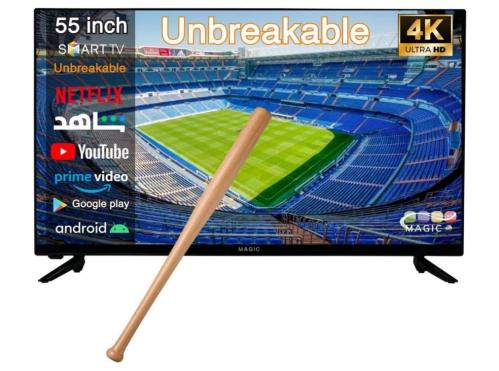 شاشة 55 بوصة ماجيك سمارت 4K اندرويد 14 ضد الكسر MG...