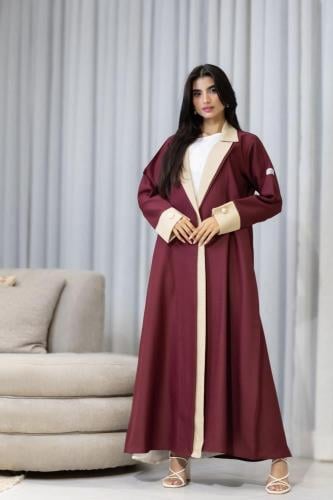 عباية عنابي نصف كلوش