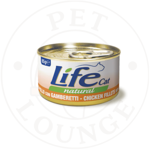طعام رطب معلب للقطط دجاج مع جمبري - 85g LifeCat
