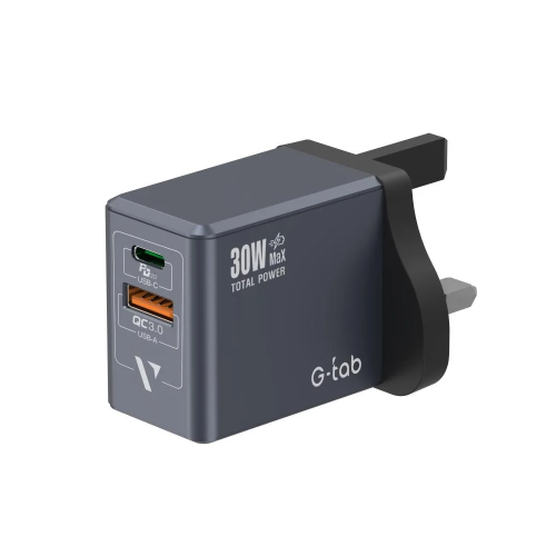 شاحن جداري G-Tab VWC30 بقوة 30 واط بمنفذ PD و USB...