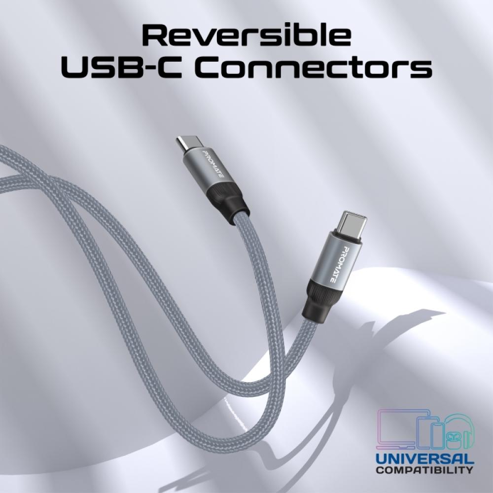 أقصى درجات الراحة والتنظيم مع كابل USB-C المغناطيسي ذاتي التنظيم، يدعم البيانات والشحن بقدرة 60 واط وبطول يصل إلى 1.2 متر - Promate Springy