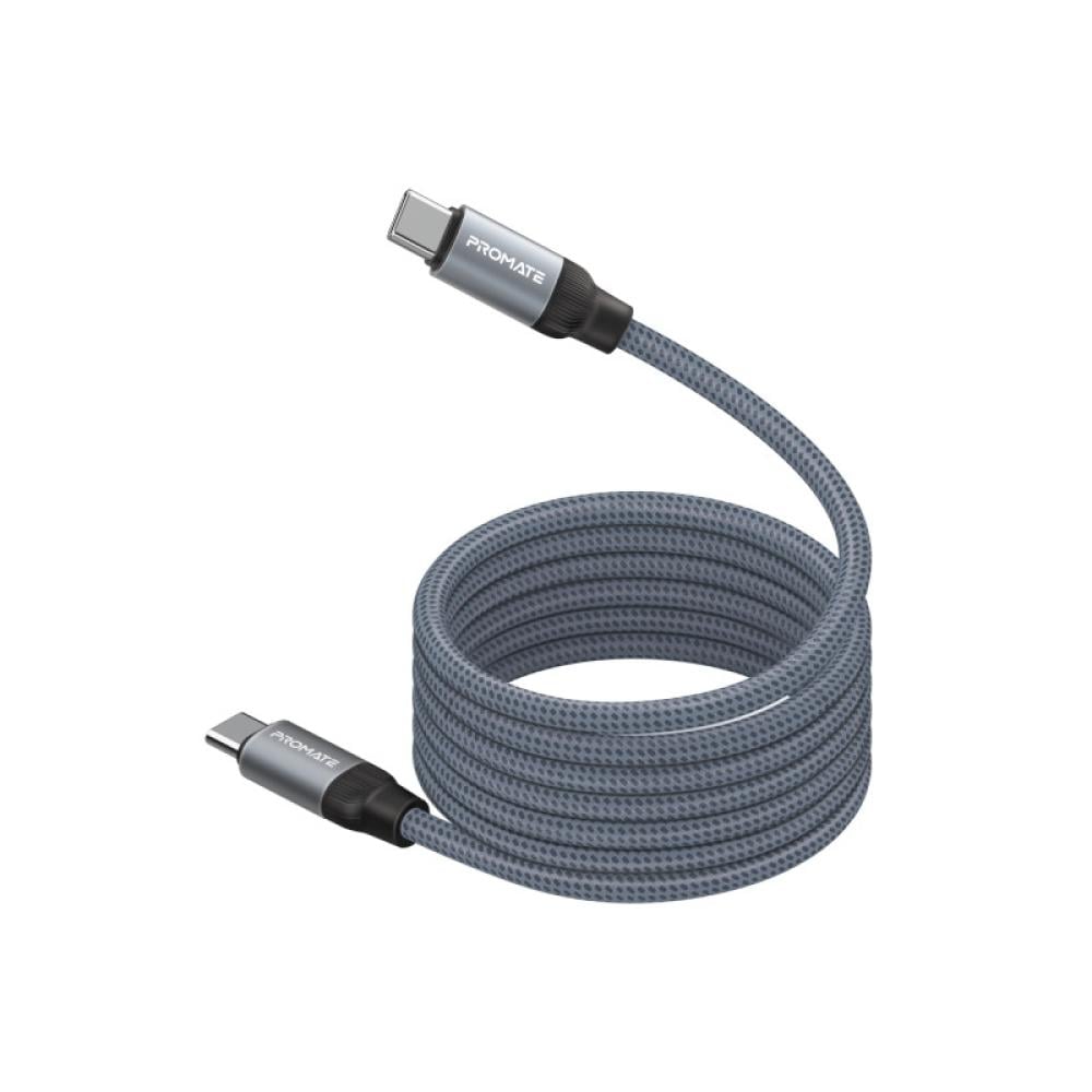 أقصى درجات الراحة والتنظيم مع كابل USB-C المغناطيسي ذاتي التنظيم، يدعم البيانات والشحن بقدرة 60 واط وبطول يصل إلى 1.2 متر - Promate Springy
