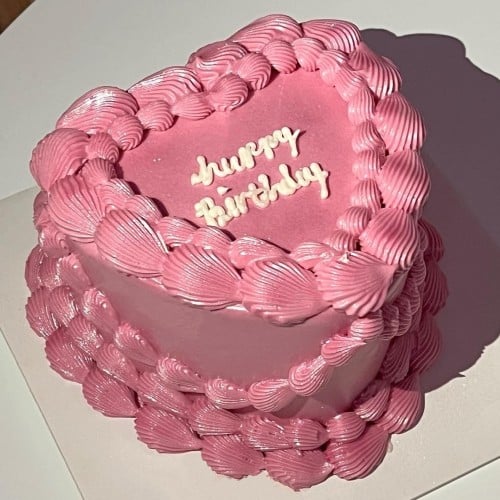 6inch Mini Metallic Pink Heart Cake
