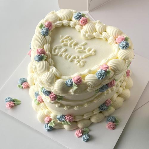 Gender Reveal Heart Cake