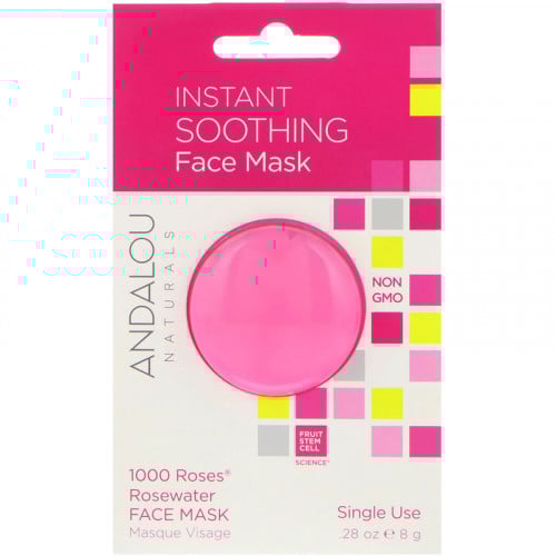 Andalou Naturals, مُلَطّف فوري، 1000 Roses Rosewater Face Mask، . (8 غ)