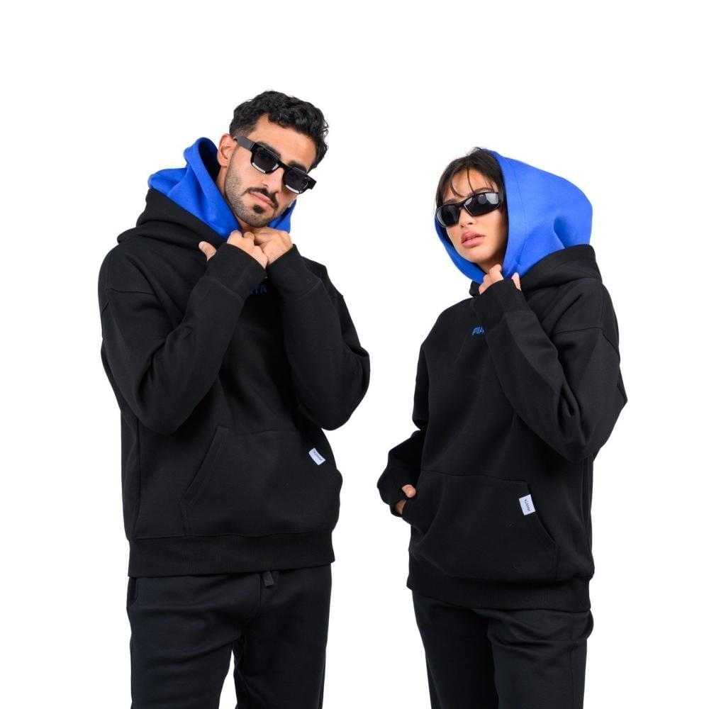 هودي أسود كاجوال بتصميم عصري موحّد للجنسين