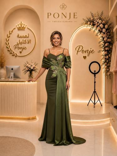 فستان ناعمة بالوان زيتي