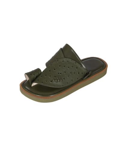 حذاء نعام باللون الزيتي