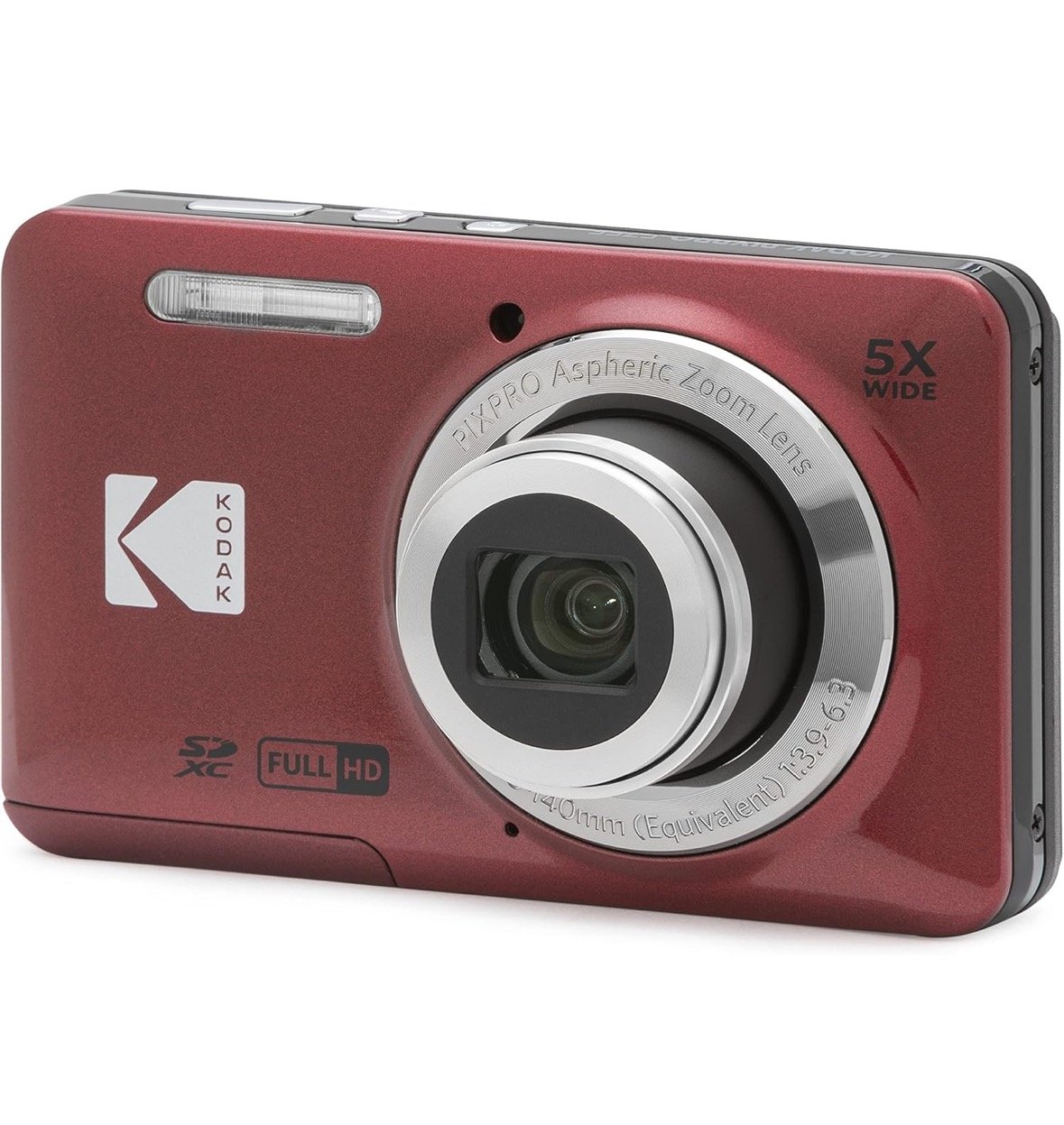 كاميرا كوداك FZ55 بدقة 16MP، زووم بصري 5X، شاشة 2.7 بوصة – أحمر