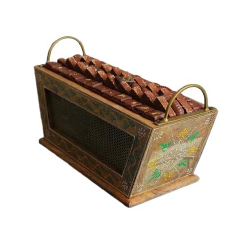 سلة تقديم خشب بمقابض حديد 36 سم