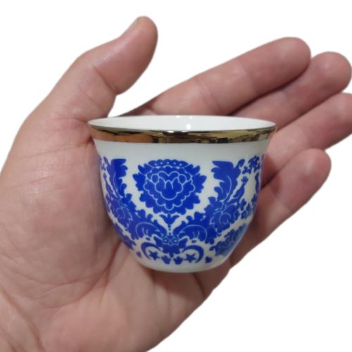 فنجان ابوطير ازرق فريم ذهبي